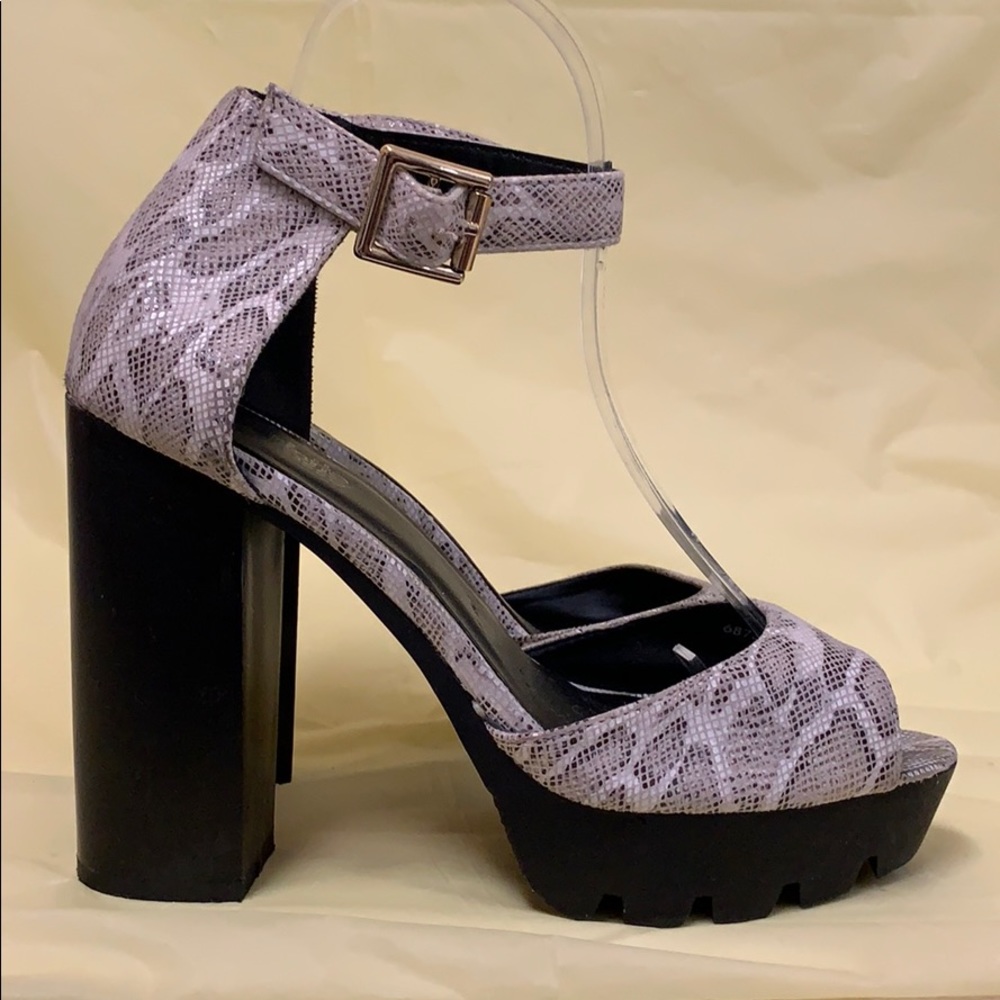 Charlotte Russe Gray chunky heel ankle strap